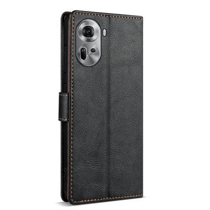 For OPPO Reno11 Pro 5G Global N.BEKUS CSJ-P1 Solid Color Leather Phone Case(Black) - Reno11 Pro Cases by N.BEKUS | Online Shopping South Africa | PMC Jewellery | Buy Now Pay Later Mobicred