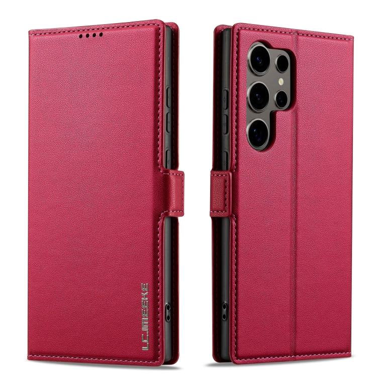 For Samsung Galaxy S24 Ultra 5G LC.IMEEKE L1 Series Frosted Fine Texture PU Phone Case(Red) - Galaxy S24 Ultra 5G Cases by LC.IMEEKE | Online Shopping South Africa | PMC Jewellery | Buy Now Pay Later Mobicred