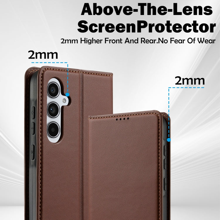 For Samsung Galaxy S24 FE 5G LC.IMEEKE L1 Series Frosted Fine Texture PU Phone Case(Brown) - Galaxy S24 FE 5G Cases by LC.IMEEKE | Online Shopping South Africa | PMC Jewellery | Buy Now Pay Later Mobicred