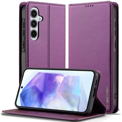 For Samsung Galaxy S24 FE 5G LC.IMEEKE L1 Series Frosted Fine Texture PU Phone Case(Purple) - Galaxy S24 FE 5G Cases by LC.IMEEKE | Online Shopping South Africa | PMC Jewellery | Buy Now Pay Later Mobicred