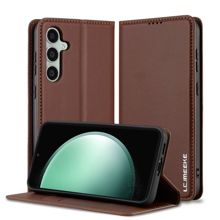 For Samsung Galaxy S24+ 5G LC.IMEEKE L1 Series Frosted Fine Texture PU Phone Case(Brown) - Galaxy S24+ 5G Cases by LC.IMEEKE | Online Shopping South Africa | PMC Jewellery | Buy Now Pay Later Mobicred