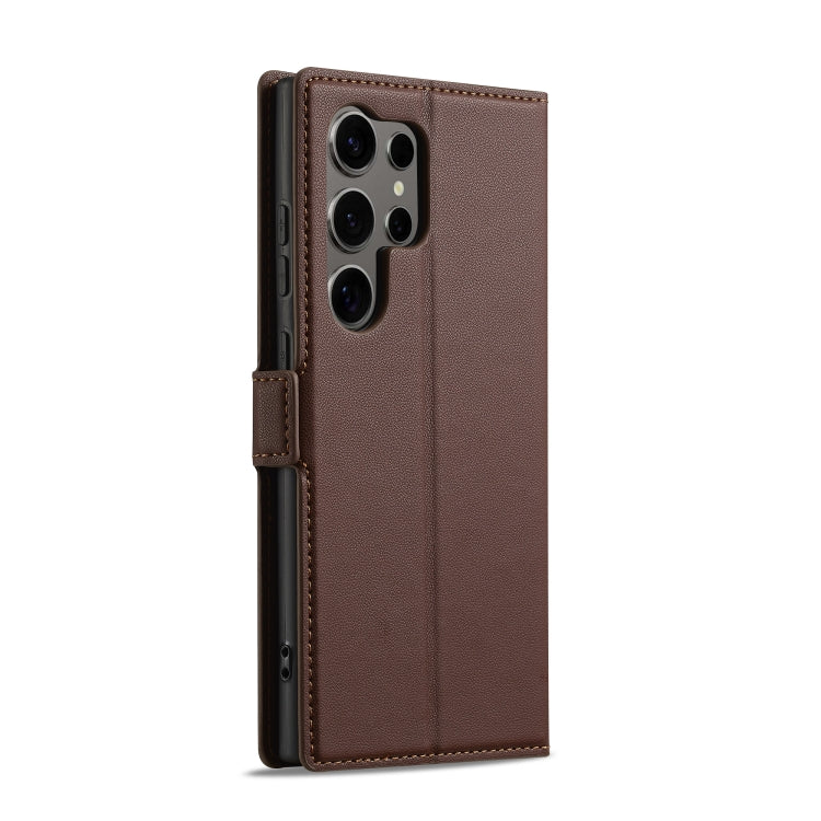For Samsung Galaxy S25 Ultra 5G LC.IMEEKE L1 Series Frosted Fine Texture PU Phone Case(Brown) - Galaxy S25 Ultra 5G Cases by LC.IMEEKE | Online Shopping South Africa | PMC Jewellery | Buy Now Pay Later Mobicred