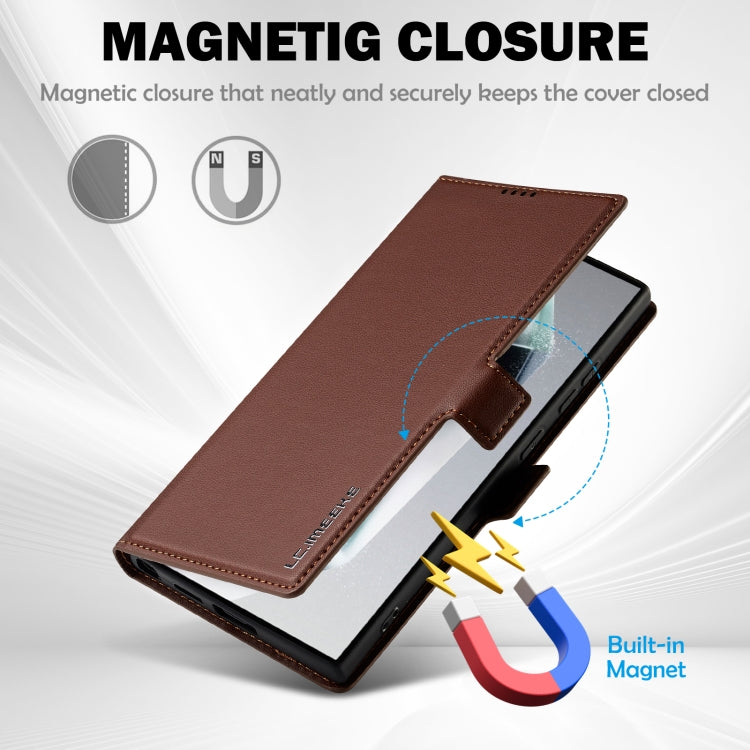 For Samsung Galaxy S25 Ultra 5G LC.IMEEKE L1 Series Frosted Fine Texture PU Phone Case(Brown) - Galaxy S25 Ultra 5G Cases by LC.IMEEKE | Online Shopping South Africa | PMC Jewellery | Buy Now Pay Later Mobicred