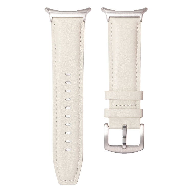 For Samsung Galaxy Watch Ultra 47mm Plain Genuine Leather Watch Band(Creamy White) - Watch Bands by PMC TechLife | Online Shopping South Africa | PMC TechLife | Buy Now Pay Later Mobicred