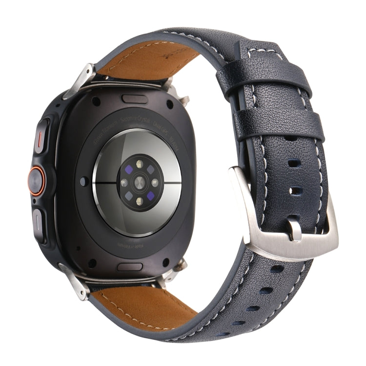 For Samsung Galaxy Watch Ultra 47mm Plain Genuine Leather Watch Band(Midnight Blue) - Watch Bands by PMC TechLife | Online Shopping South Africa | PMC TechLife | Buy Now Pay Later Mobicred