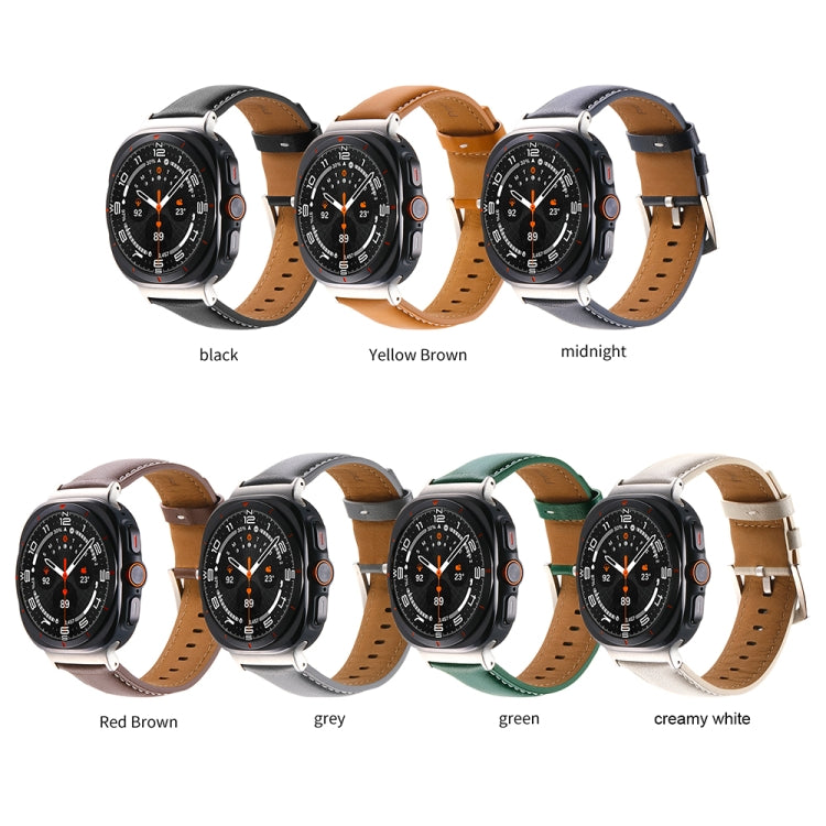 For Samsung Galaxy Watch Ultra 47mm Plain Genuine Leather Watch Band(Creamy White) - Watch Bands by PMC TechLife | Online Shopping South Africa | PMC TechLife | Buy Now Pay Later Mobicred