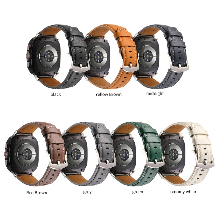 For Samsung Galaxy Watch Ultra 47mm Plain Genuine Leather Watch Band(Black) - Watch Bands by PMC TechLife | Online Shopping South Africa | PMC TechLife | Buy Now Pay Later Mobicred