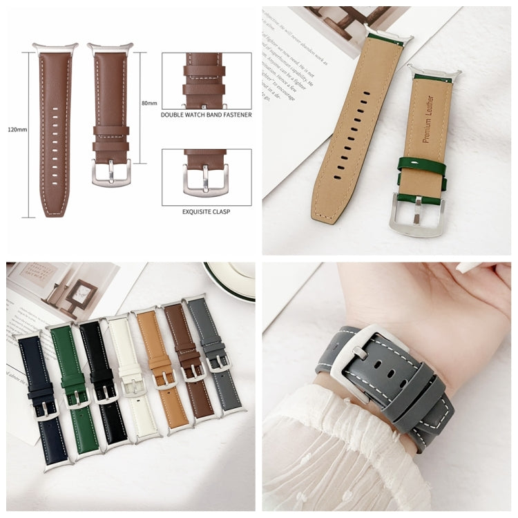 For Samsung Galaxy Watch Ultra 47mm Plain Genuine Leather Watch Band(Yellow Brown) - Watch Bands by PMC TechLife | Online Shopping South Africa | PMC TechLife | Buy Now Pay Later Mobicred