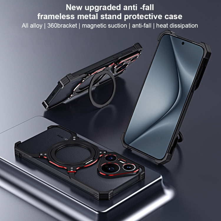 For Huawei Mate 60 Pro+ Mechanical Arm Borderless MagSafe Holder Metal Phone Case(Black Blue) - Huawei Cases by PMC TechLife | Online Shopping South Africa | PMC TechLife | Buy Now Pay Later Mobicred
