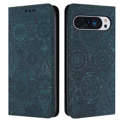 For Google Pixel 9 Pro XL Ethnic Embossed Adsorption Leather Phone Case(Blue) - Google Cases by PMC Jewellery | Online Shopping South Africa | PMC Jewellery | Buy Now Pay Later Mobicred