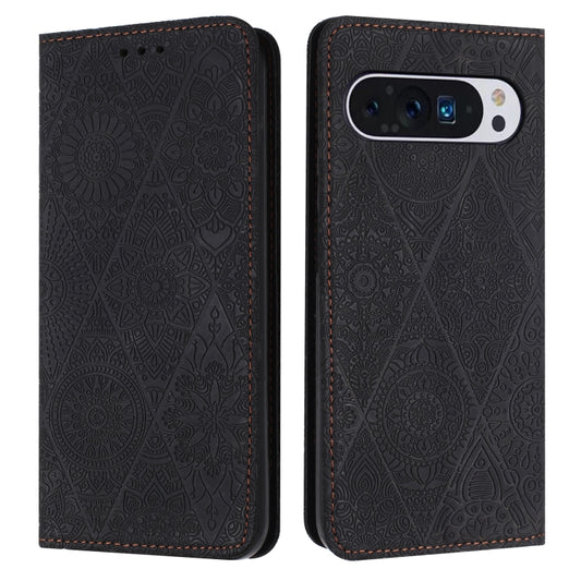 For Google Pixel 9 / 9 Pro Ethnic Embossed Adsorption Leather Phone Case(Black) - Google Cases by PMC Jewellery | Online Shopping South Africa | PMC Jewellery | Buy Now Pay Later Mobicred