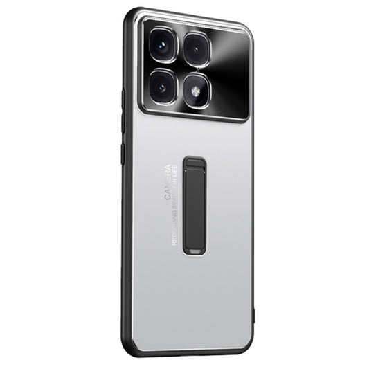 For Redmi K70 Ultra Frosted Metal Hybrid TPU Holder Phone Case(Silver) - Xiaomi Cases by PMC Jewellery | Online Shopping South Africa | PMC Jewellery | Buy Now Pay Later Mobicred