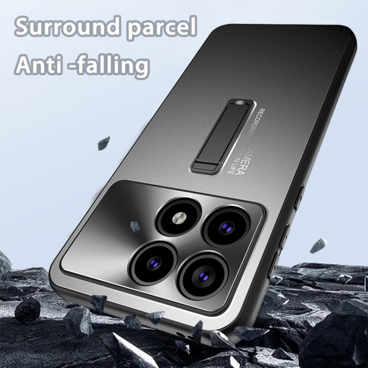 For Redmi K70 Ultra Frosted Metal Hybrid TPU Holder Phone Case(Silver) - Xiaomi Cases by PMC Jewellery | Online Shopping South Africa | PMC Jewellery | Buy Now Pay Later Mobicred