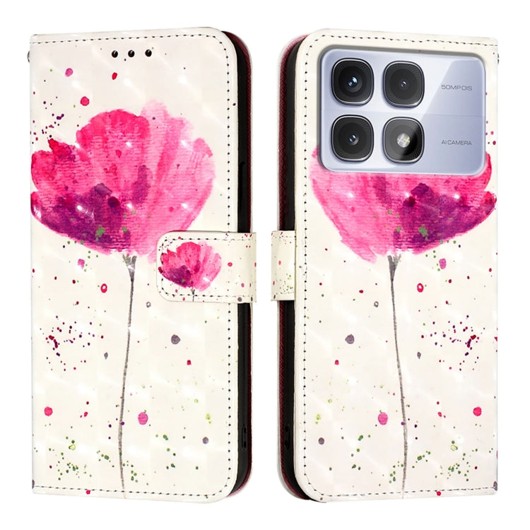 For Redmi K70 Ultra 5G Global 3D Painting Horizontal Flip Leather Phone Case(Flower) - Xiaomi Cases by PMC Jewellery | Online Shopping South Africa | PMC Jewellery | Buy Now Pay Later Mobicred