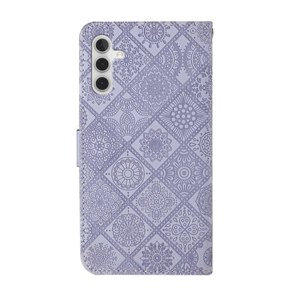 For Samsung Galaxy S25+ 5G Ethnic Style Embossed Pattern Leather Phone Case(Purple) - Galaxy S25+ 5G Cases by PMC Jewellery | Online Shopping South Africa | PMC Jewellery | Buy Now Pay Later Mobicred