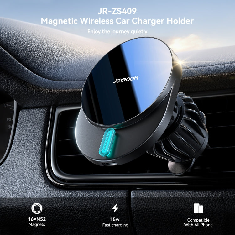 JOYROOM JR-ZS409 Magnetic Car Air Vent Phone Wireless Charging Mount(Black) - free shipping - PMC Jewellery - Order now!