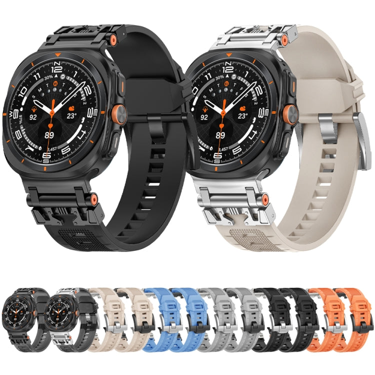 For Samsung Galaxy Watch UItra 47mm Armor TPU Sports Watch Band(Black Silver) - free shipping - PMC TechLife - Order now!