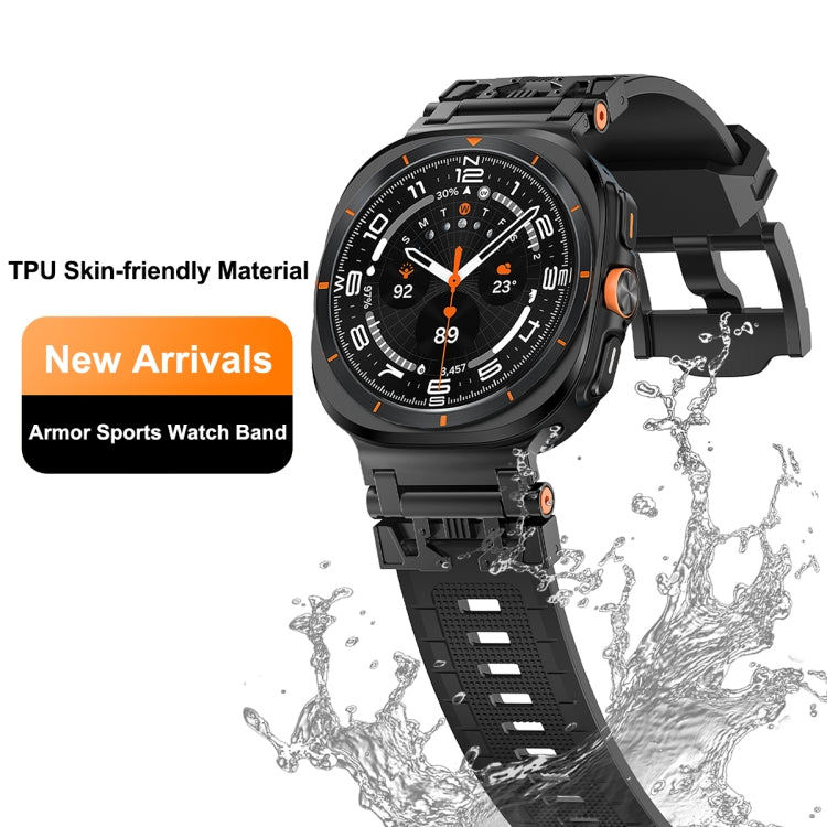 For Samsung Galaxy Watch UItra 47mm Armor TPU Sports Watch Band(Black Silver) - free shipping - PMC TechLife - Order now!