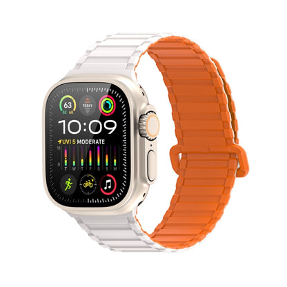 For Apple Watch SE 2023 44mm DUX DUCIS KJ Series Magnetic Buckle Silicone Watch Band(Starlight Orange) - Watch Bands by DUX DUCIS | Online Shopping South Africa | PMC Jewellery | Buy Now Pay Later Mobicred