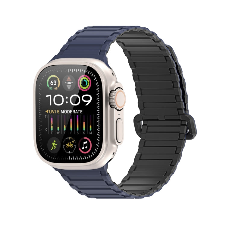 For Apple Watch Series 9 45mm DUX DUCIS KJ Series Magnetic Buckle Silicone Watch Band(Black Blue) - Watch Bands by DUX DUCIS | Online Shopping South Africa | PMC Jewellery | Buy Now Pay Later Mobicred