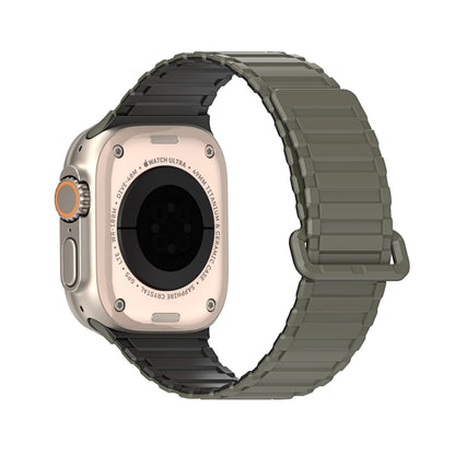 For Apple Watch Series 9 45mm DUX DUCIS KJ Series Magnetic Buckle Silicone Watch Band(Black Green) - Watch Bands by DUX DUCIS | Online Shopping South Africa | PMC Jewellery | Buy Now Pay Later Mobicred