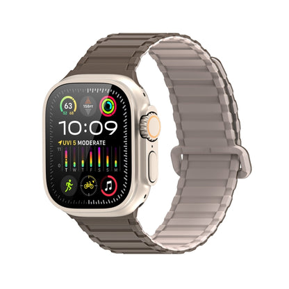 For Apple Watch Series 9 45mm DUX DUCIS KJ Series Magnetic Buckle Silicone Watch Band(Brown Grey) - Watch Bands by DUX DUCIS | Online Shopping South Africa | PMC Jewellery | Buy Now Pay Later Mobicred