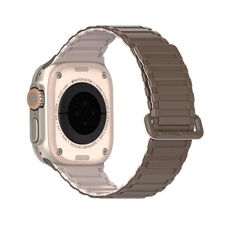 For Apple Watch Series 9 45mm DUX DUCIS KJ Series Magnetic Buckle Silicone Watch Band(Brown Grey) - Watch Bands by DUX DUCIS | Online Shopping South Africa | PMC Jewellery | Buy Now Pay Later Mobicred