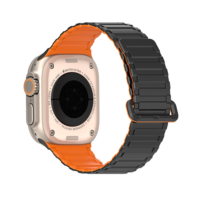 For Apple Watch SE 2022 44mm DUX DUCIS KJ Series Magnetic Buckle Silicone Watch Band(Black Orange) - Watch Bands by DUX DUCIS | Online Shopping South Africa | PMC Jewellery | Buy Now Pay Later Mobicred