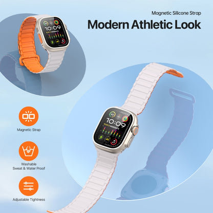 For Apple Watch SE 2022 44mm DUX DUCIS KJ Series Magnetic Buckle Silicone Watch Band(Starlight Orange) - Watch Bands by DUX DUCIS | Online Shopping South Africa | PMC Jewellery | Buy Now Pay Later Mobicred