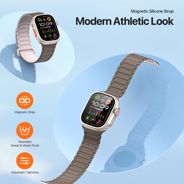 For Apple Watch Series 5 44mm DUX DUCIS KJ Series Magnetic Buckle Silicone Watch Band(Brown Grey) - Watch Bands by DUX DUCIS | Online Shopping South Africa | PMC Jewellery | Buy Now Pay Later Mobicred