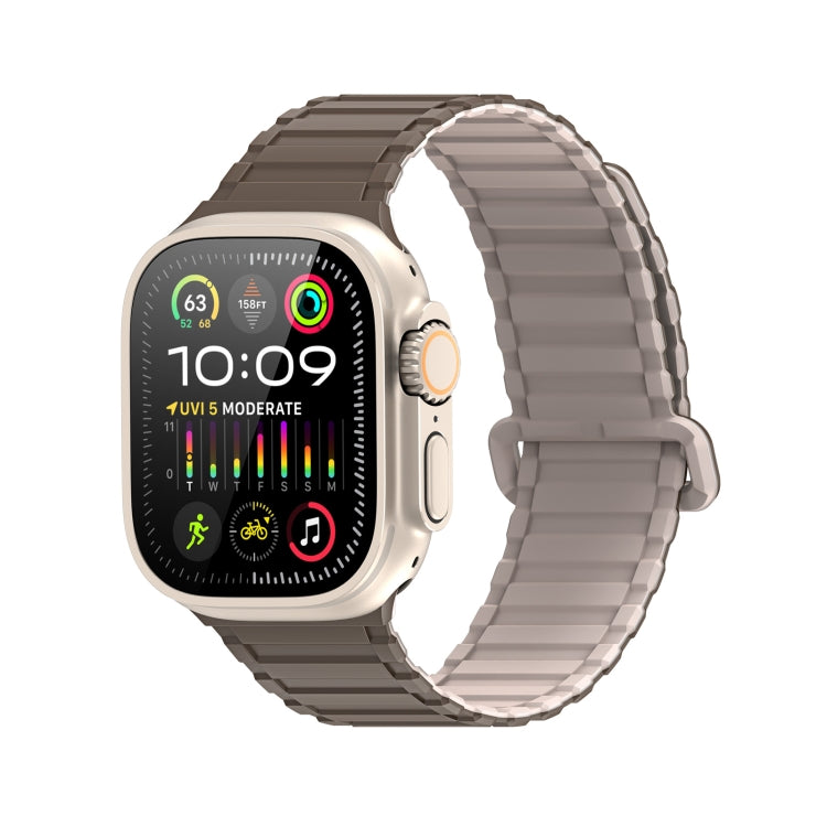 For Apple Watch Series 3 42mm DUX DUCIS KJ Series Magnetic Buckle Silicone Watch Band(Brown Grey) - Watch Bands by DUX DUCIS | Online Shopping South Africa | PMC Jewellery | Buy Now Pay Later Mobicred