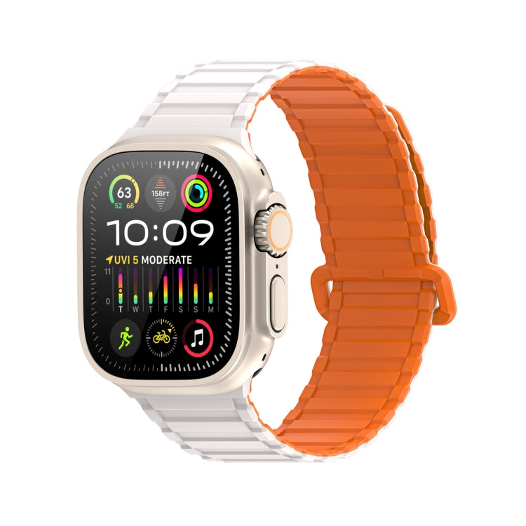 For Apple Watch Series 2 42mm DUX DUCIS KJ Series Magnetic Buckle Silicone Watch Band(Starlight Orange) - Watch Bands by DUX DUCIS | Online Shopping South Africa | PMC Jewellery | Buy Now Pay Later Mobicred