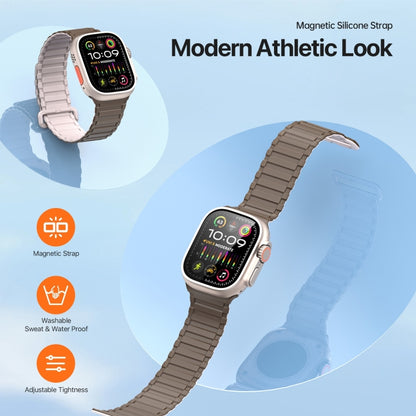 For Apple Watch Series 10 46mm DUX DUCIS KJ Series Magnetic Buckle Silicone Watch Band(Brown Grey) - Watch Bands by DUX DUCIS | Online Shopping South Africa | PMC Jewellery | Buy Now Pay Later Mobicred