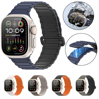 For Apple Watch Series 3 42mm DUX DUCIS KJ Series Magnetic Buckle Silicone Watch Band(Brown Grey) - Watch Bands by DUX DUCIS | Online Shopping South Africa | PMC Jewellery | Buy Now Pay Later Mobicred