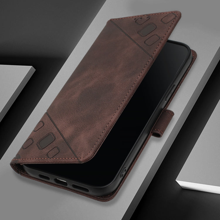 For Redmi K70 Ultra 5G Global Skin-feel Embossed Leather Phone Case(Brown) - Xiaomi Cases by PMC Jewellery | Online Shopping South Africa | PMC Jewellery | Buy Now Pay Later Mobicred