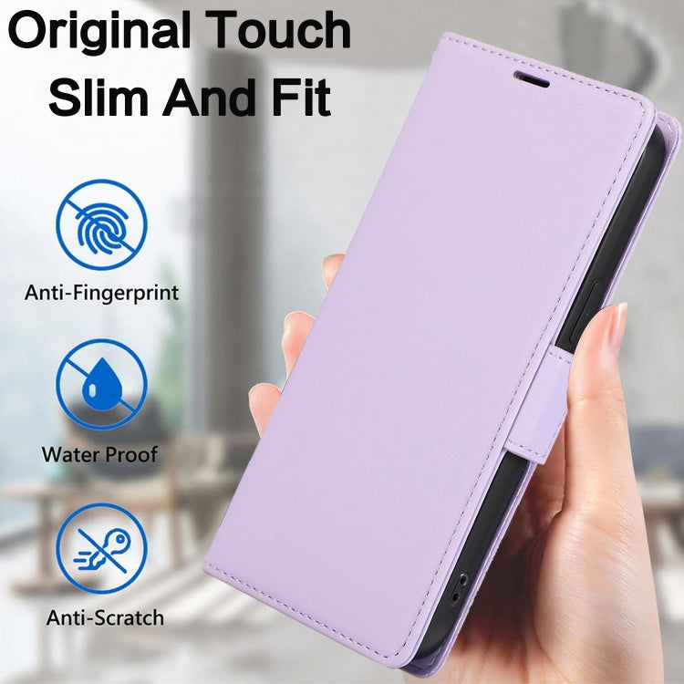 For iPhone 16 Plus Side Buckle RFID Anti-theft Leather Phone Case(Light Purple) - iPhone 16 Plus Cases by PMC Jewellery | Online Shopping South Africa | PMC Jewellery | Buy Now Pay Later Mobicred