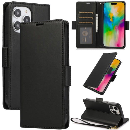 For iPhone 16 Pro Side Buckle RFID Anti-theft Leather Phone Case(Black) - iPhone 16 Pro Cases by PMC Jewellery | Online Shopping South Africa | PMC Jewellery | Buy Now Pay Later Mobicred