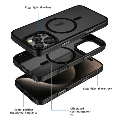 For iPhone 16 Skin Feel Frosted MagSafe Magnetic Phone Case(Transparent Black) - iPhone 16 Cases by PMC Jewellery | Online Shopping South Africa | PMC Jewellery | Buy Now Pay Later Mobicred