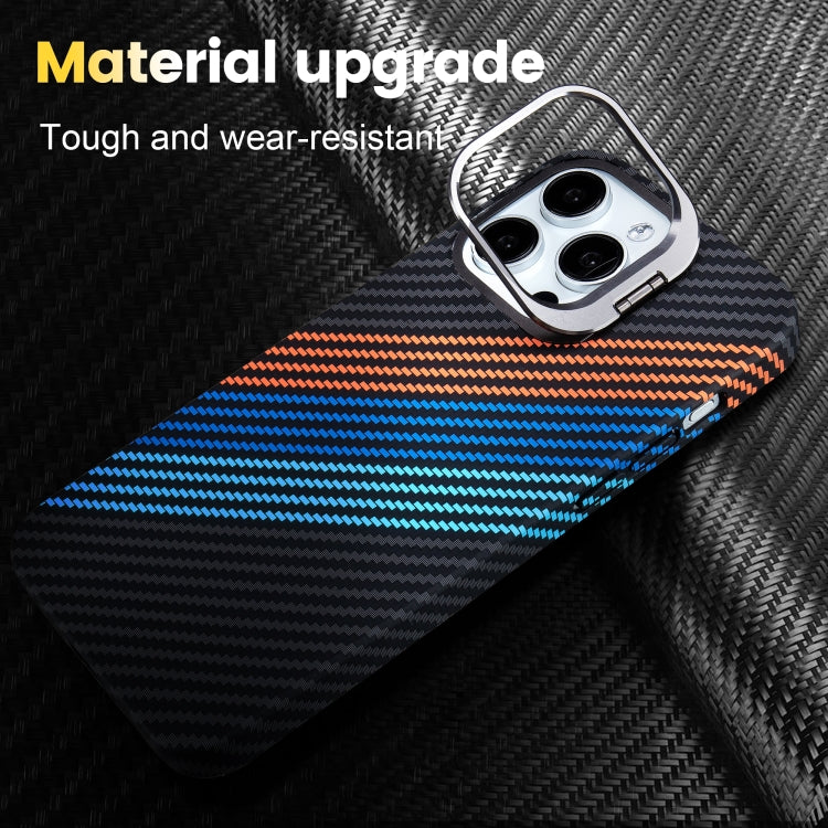 For iPhone 16 Pro Carbon Fiber Lens Holder MagSafe Magnetic Phone Case(Black) - iPhone 16 Pro Cases by PMC Jewellery | Online Shopping South Africa | PMC Jewellery | Buy Now Pay Later Mobicred