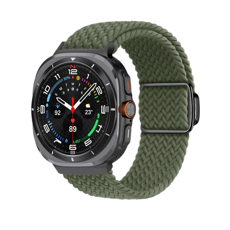 For Samsung Galaxy Watch Ultra 47mm Nylon Loop Magnetic Buckle Watch Band(Dark Olive) - Watch Bands by PMC Jewellery | Online Shopping South Africa | PMC Jewellery | Buy Now Pay Later Mobicred