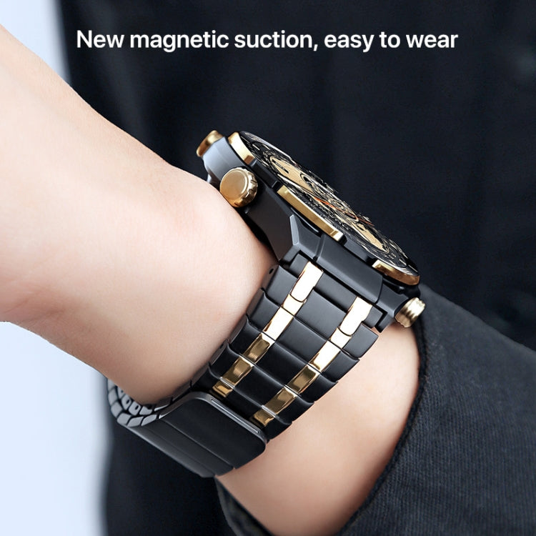 22mm AP Style Chain Magnetic Buckle Stainless Steel Watch Band(Black Gold) - free shipping - PMC TechLife - Order now!