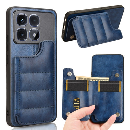 For Redmi K70 Ultra Cow Pattern Sewing Card Bag Phone Case(Blue) - Xiaomi Cases by PMC Jewellery | Online Shopping South Africa | PMC Jewellery | Buy Now Pay Later Mobicred