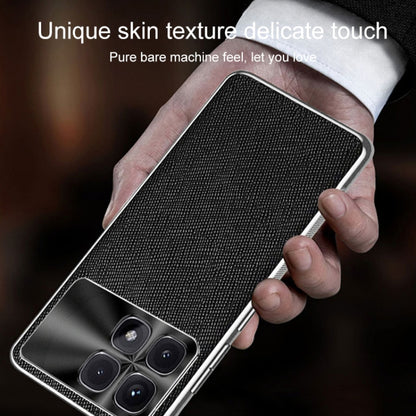 For Redmi K70 Silver Edge Cross Texture PU Leather Phone Case(Black) - K70 Cases by PMC Jewellery | Online Shopping South Africa | PMC Jewellery | Buy Now Pay Later Mobicred