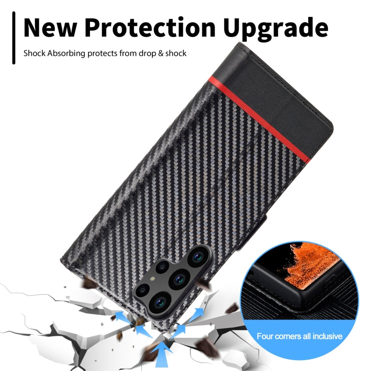 For Samsung Galaxy S25 Ultra 5G LC.IMEEKE Carbon Fiber Leather Phone Case(Horizontal Black) - Galaxy S25 Ultra 5G Cases by LC.IMEEKE | Online Shopping South Africa | PMC Jewellery | Buy Now Pay Later Mobicred