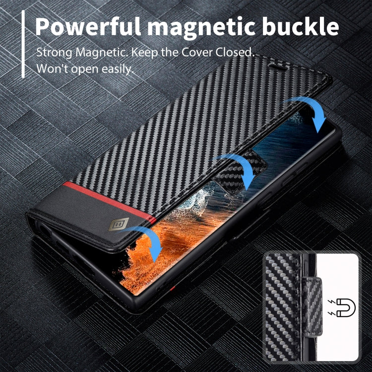 For Samsung Galaxy S25 Ultra 5G LC.IMEEKE Carbon Fiber Leather Phone Case(Horizontal Black) - Galaxy S25 Ultra 5G Cases by LC.IMEEKE | Online Shopping South Africa | PMC Jewellery | Buy Now Pay Later Mobicred