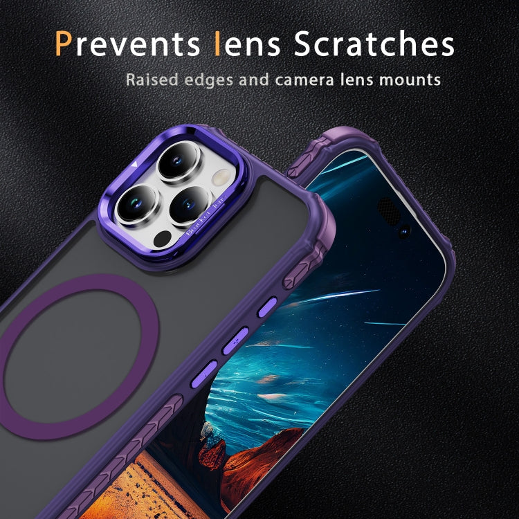 For iPhone 16 Pro Rainbow Series Skin Feel MagSafe Lens Holder Phone Case(Dark Purple) - iPhone 16 Pro Cases by PMC Jewellery | Online Shopping South Africa | PMC Jewellery | Buy Now Pay Later Mobicred