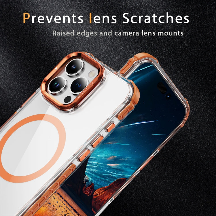 For iPhone 16 Pro Max Rainbow Series Transparent MagSafe Lens Holder Phone Case(Orange) - iPhone 16 Pro Max Cases by PMC TechLife | Online Shopping South Africa | PMC TechLife | Buy Now Pay Later Mobicred