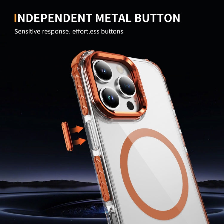 For iPhone 16 Pro Max Rainbow Series Transparent MagSafe Lens Holder Phone Case(Orange) - iPhone 16 Pro Max Cases by PMC TechLife | Online Shopping South Africa | PMC TechLife | Buy Now Pay Later Mobicred