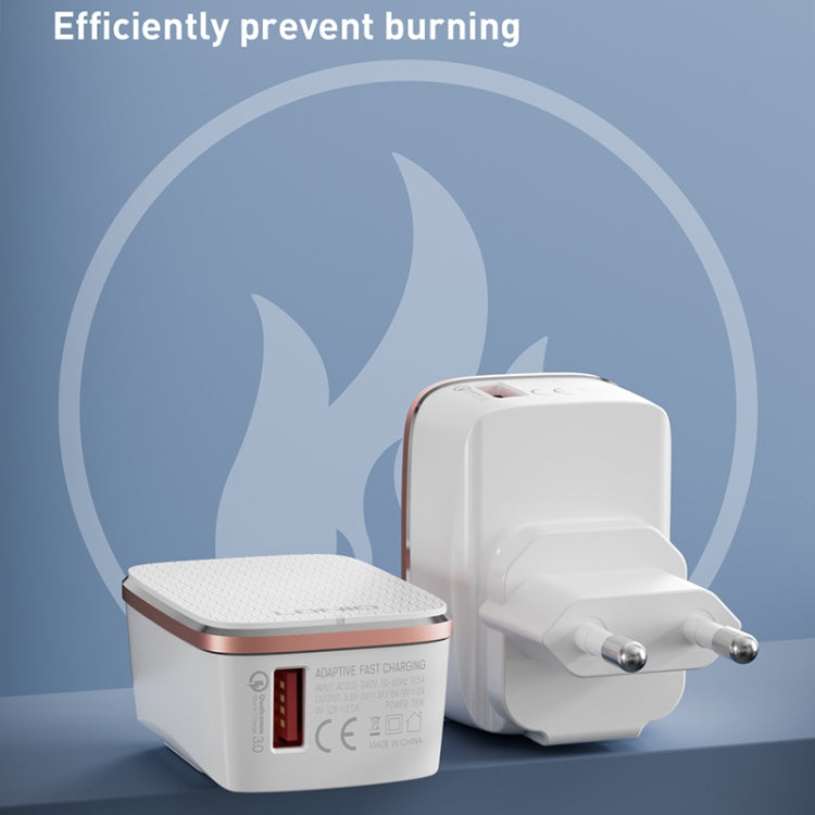 LDNIO A1204Q QC3.0 18W USB Fast Charger with 1m USB to USB-C / Type-C Cable, Plug Type:US Plug(White Gold) - USB Charger by LDNIO | Online Shopping South Africa | PMC TechLife | Buy Now Pay Later Mobicred