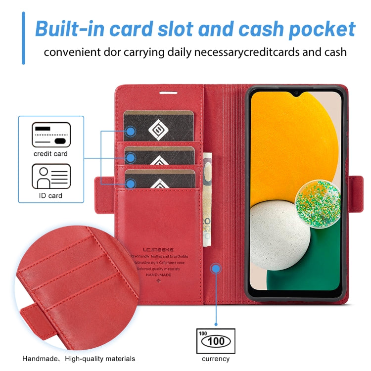 For Samsung Galaxy S24 FE 5G LC.IMEEKE Skin-friendly Card Slots Leather Phone Case(Red) - Galaxy S24 FE 5G Cases by LC.IMEEKE | Online Shopping South Africa | PMC Jewellery | Buy Now Pay Later Mobicred